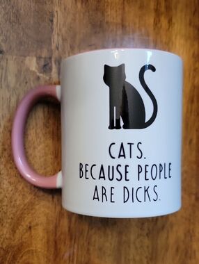 2/$12 Sassy Pink & White Cat Mug